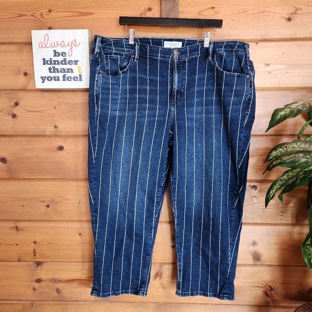 Lane Bryant Striped Denim Cropped Jeans